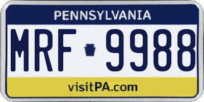 PA license plate MRF9988