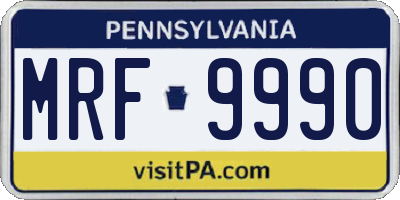 PA license plate MRF9990