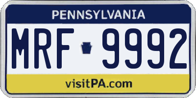 PA license plate MRF9992