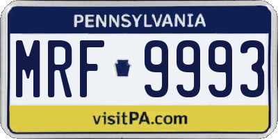 PA license plate MRF9993