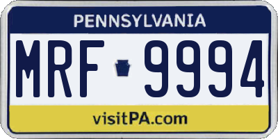 PA license plate MRF9994