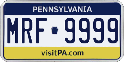 PA license plate MRF9999