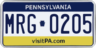 PA license plate MRG0205
