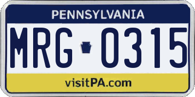 PA license plate MRG0315