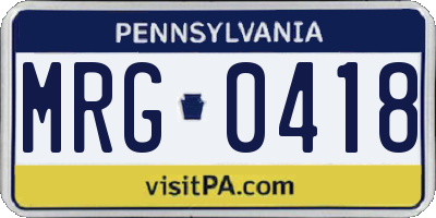 PA license plate MRG0418