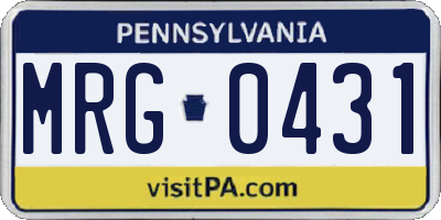 PA license plate MRG0431