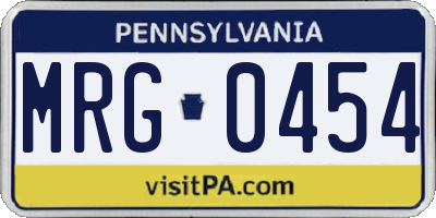 PA license plate MRG0454