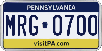PA license plate MRG0700
