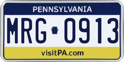 PA license plate MRG0913