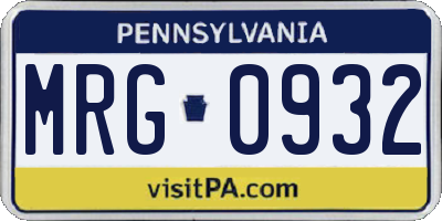 PA license plate MRG0932