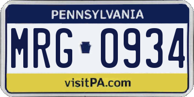 PA license plate MRG0934