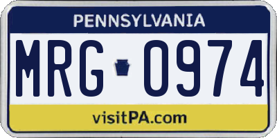 PA license plate MRG0974