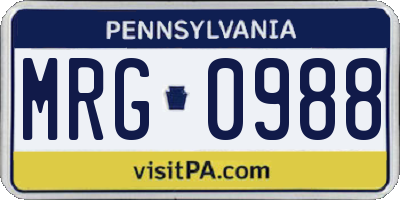 PA license plate MRG0988