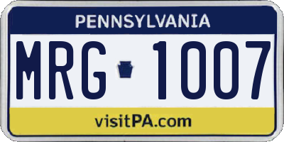 PA license plate MRG1007