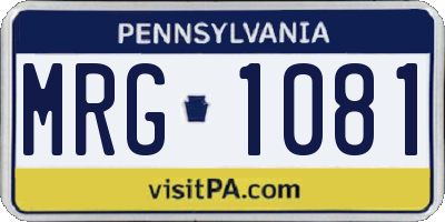 PA license plate MRG1081