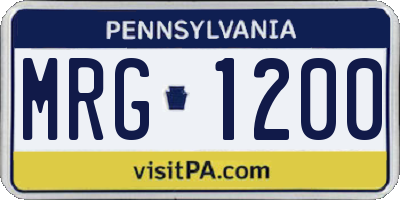 PA license plate MRG1200