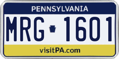PA license plate MRG1601