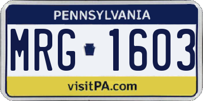 PA license plate MRG1603