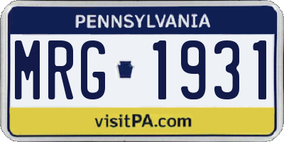 PA license plate MRG1931