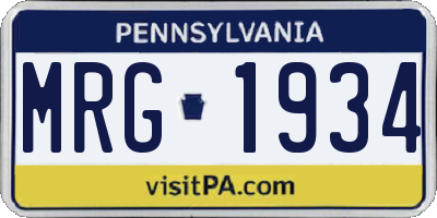 PA license plate MRG1934