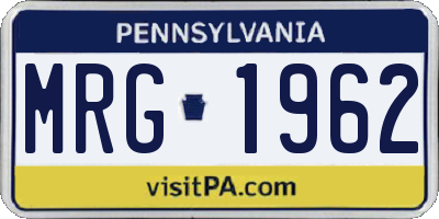 PA license plate MRG1962