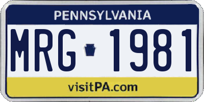 PA license plate MRG1981