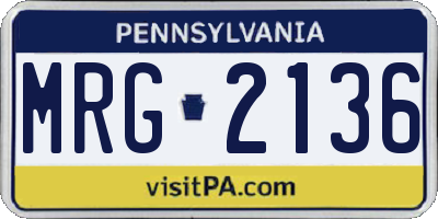 PA license plate MRG2136