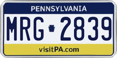 PA license plate MRG2839