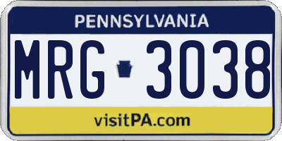 PA license plate MRG3038