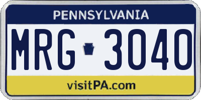 PA license plate MRG3040