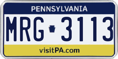 PA license plate MRG3113