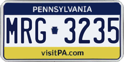 PA license plate MRG3235