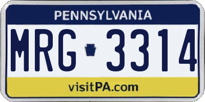 PA license plate MRG3314