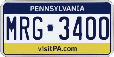 PA license plate MRG3400