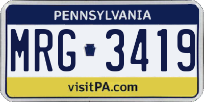 PA license plate MRG3419