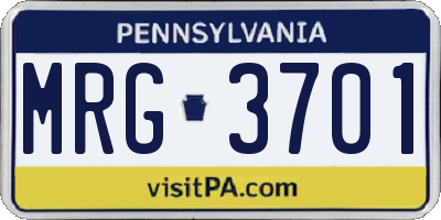 PA license plate MRG3701