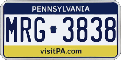 PA license plate MRG3838