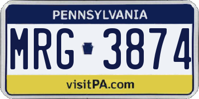 PA license plate MRG3874
