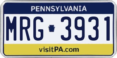 PA license plate MRG3931