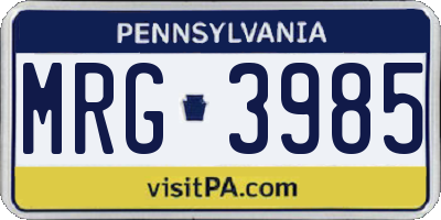 PA license plate MRG3985