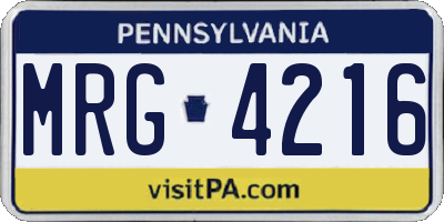 PA license plate MRG4216