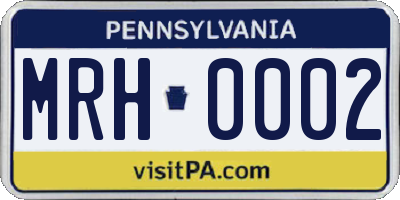 PA license plate MRH0002