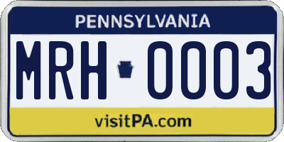 PA license plate MRH0003