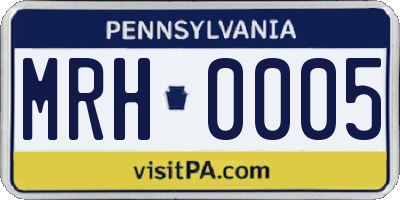 PA license plate MRH0005