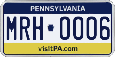 PA license plate MRH0006