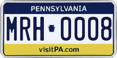 PA license plate MRH0008