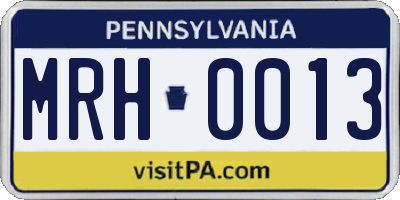 PA license plate MRH0013