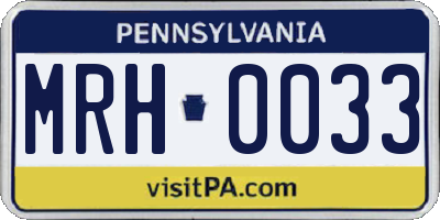 PA license plate MRH0033