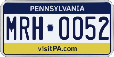 PA license plate MRH0052