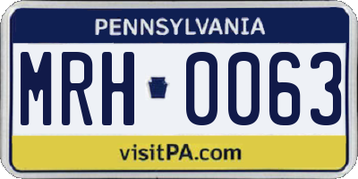 PA license plate MRH0063